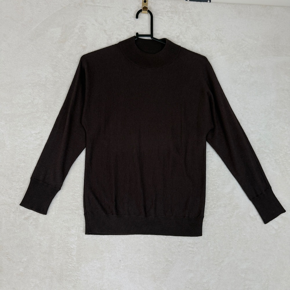 Magaschoni Brown Mock Neck Silk Cashmere Blend Sweater Women Size XS
